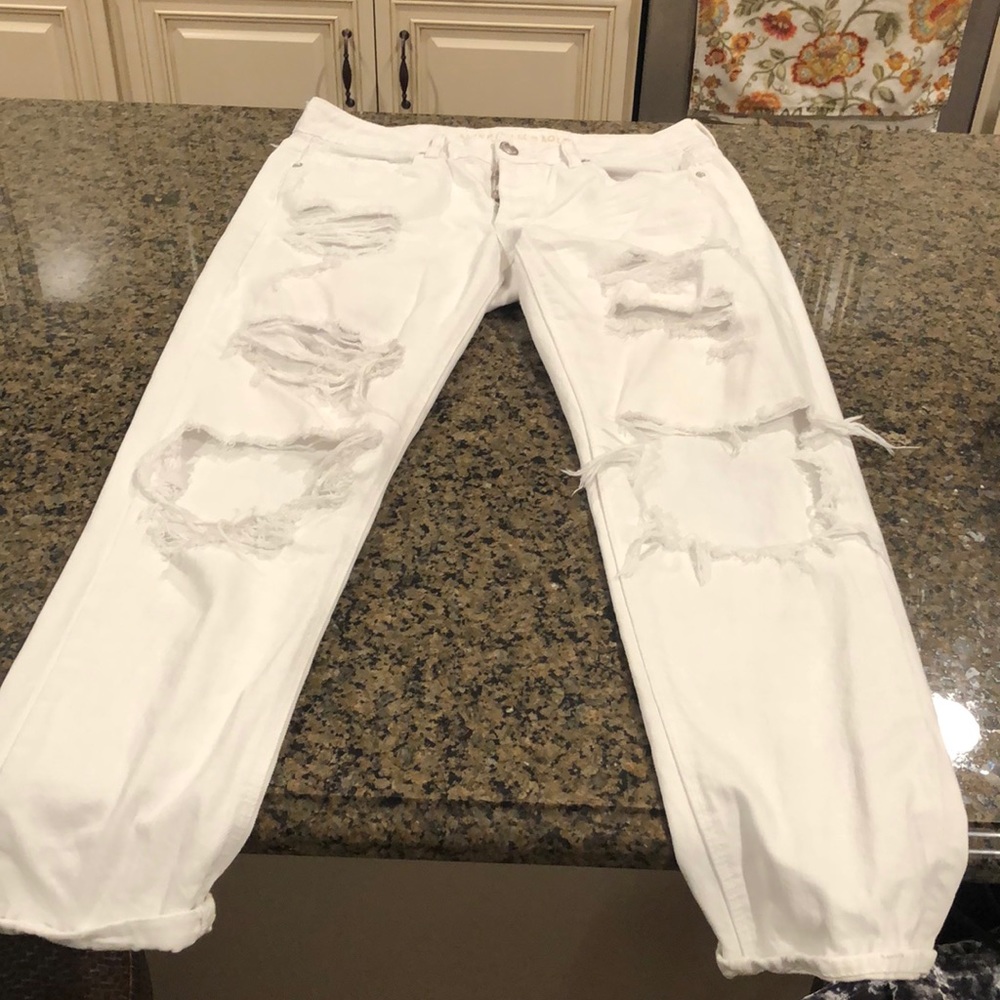 White ripped jeans